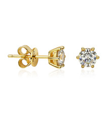 0.5-2 Carat Moissanite 925 Stud Earrings For Women Gold Plated Earrings With GRA