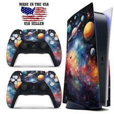 PS5 Disc Version Console  Controller Vinyl Skin Decal Wrap, Outer Space Planets