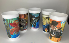 5 Batman Returns Movie McDonalds Cup Lot 1992 Penguin Batmobile B