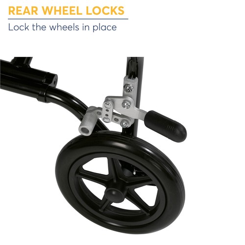 Ultra Lightweight Transport Wheelchair Steel Chair Seat Folding Medical Wheels - Picture 4 of 7
