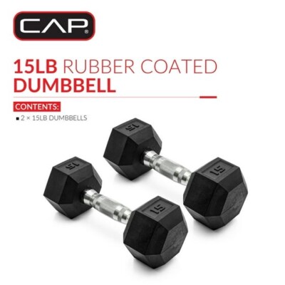 15lb Hex Dumbbells Set of 2 - Durable, Non-Roll, Ergonomic Grip