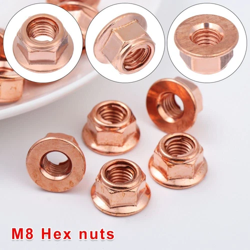 50x M8 Copper Flashed Exhaust Manifold Nut 8 mm Nuts High Temperature Nuts . - Picture 4 of 12