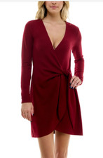  Socialite Knot Front Sweater Dress   Sz XS  cabernet  *1033  