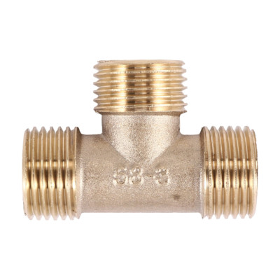 5X(Brass T Shape Water Fuel Pipe Equal Male Tee Adapter Connector 1/2''9312