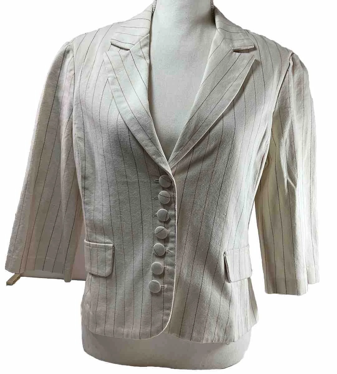 OFF WHITE GIACCA FODERATA CUORE LUNA STELLA BIANCA RIGHE COTONE SPANDEX LARGE Light Academia