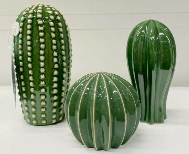 IKEA Sjalsligt Cactus Set of 3 Själsligt Ceramic Decor'green Faux Plant