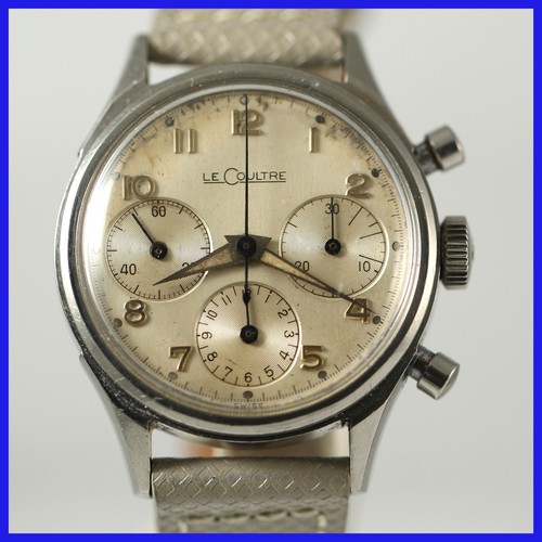 VINTAGE LECOULTRE VALJOUX 72 CHRONOGRAP STAINLESS STEEL MENS WATCH