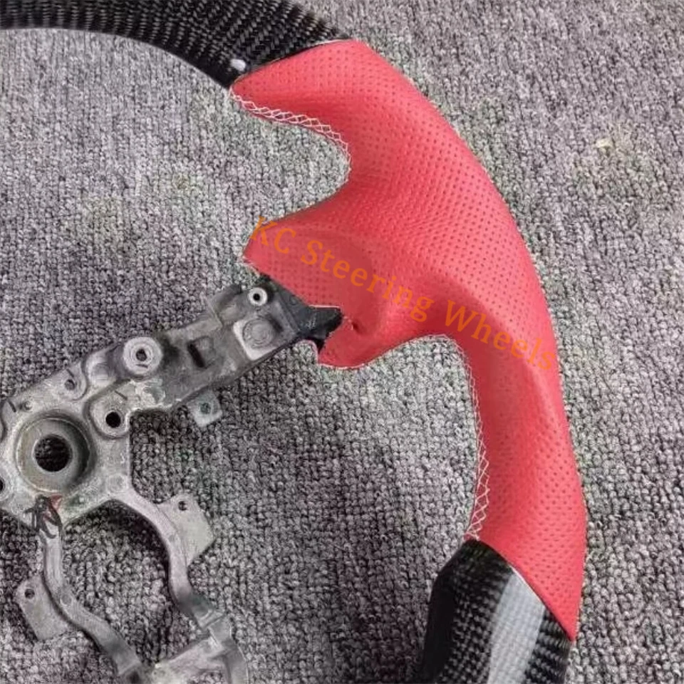 Carbon Fiber Red Perforated leather Steering Wheel For 2012-2024 Nissan Sentra - Image 2 of 4