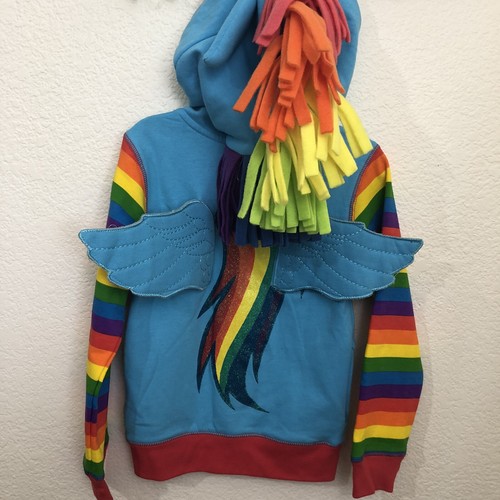 MY LITTLE PONY Girls Hooded Full Zip Hoodie Sweatshirt Wings Decorated NWT - Picture 9 of 13