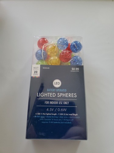 Hobby Lobby LED Battery Operated 20 Lighted Spheres Multicolored NIB - Foto 1 di 8
