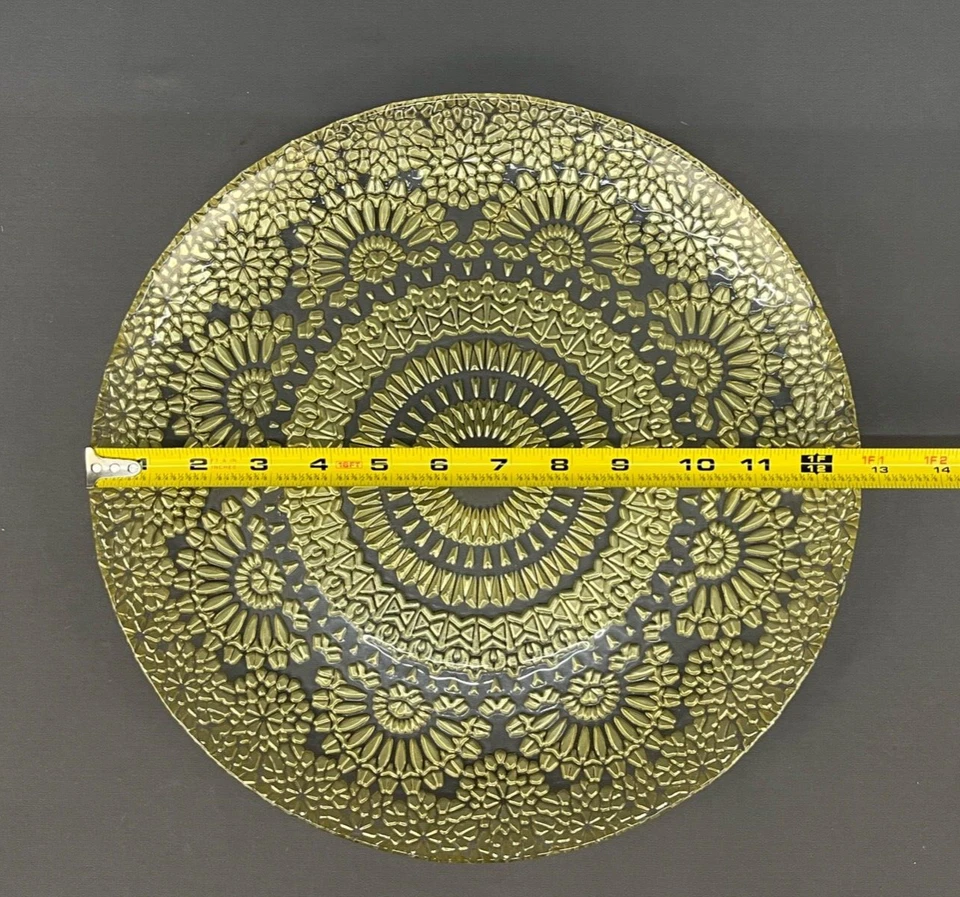 9 platos de ensalada/postre de vidrio turco dorado/dorado metálico de 8 1/2" + plato: como nuevo Foto 3 de 4