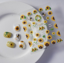 5D Sunflower Daisy Love Bee Flower Nail Art Stickers Self-adhesive NH23