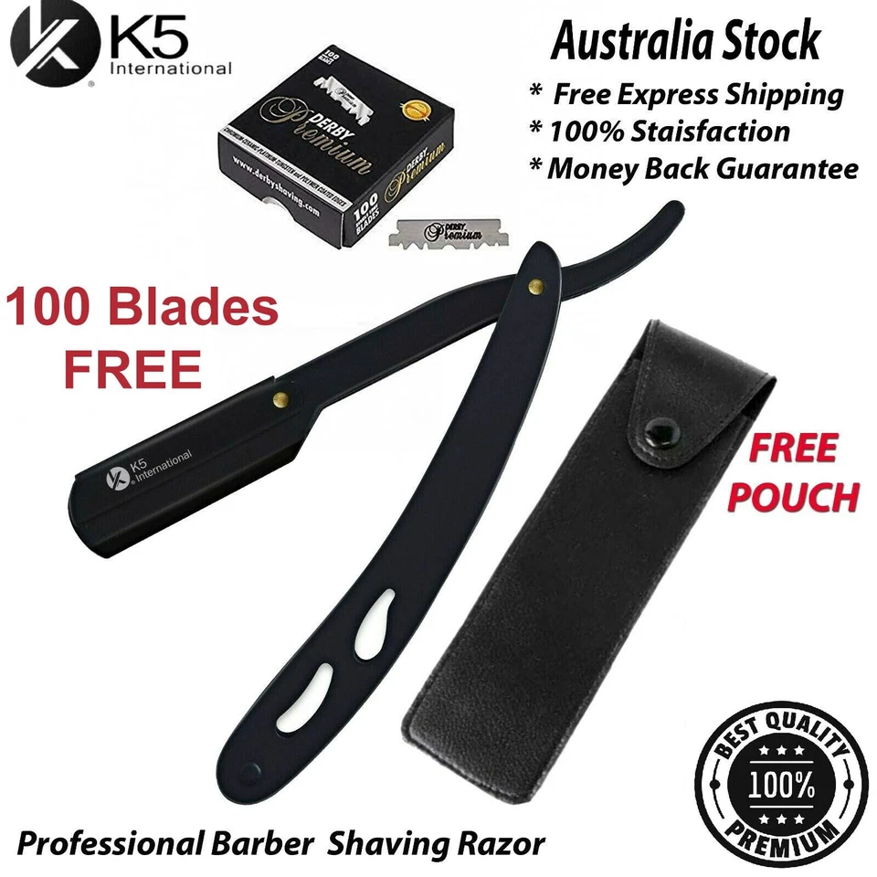 BARBER SALON STRAIGHT CUT THROAT SHAVING RAZOR SHAVE RASOIRS RASOI +100 BLADES