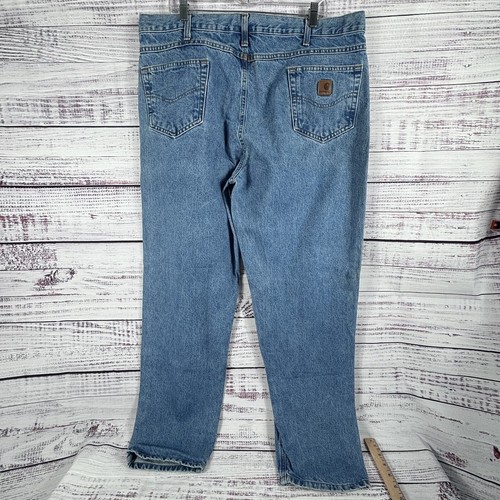 Carhartt Mens Relaxed Fit Light Wash Blue Denim Jeans Size 42x34 B17STW #32 - Picture 5 of 9
