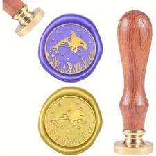 1set Scrapbook Brass Wax Seal Stamp and Wood Handle sets Fish 8.9x2.5cm