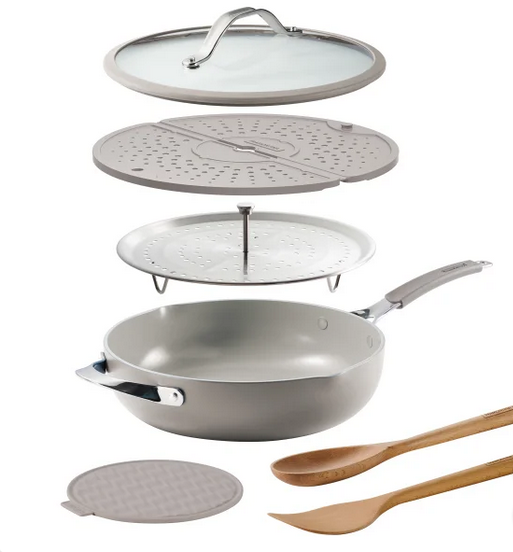 Tramontina 5-Quart 7-Piece Ceramic Non-Stick Cookware Set Gray