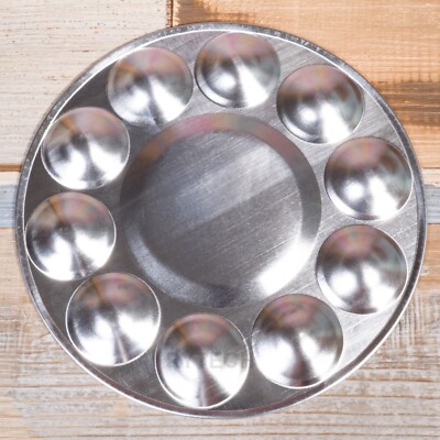 Runde Künstler 10 Well Metall Farbpalette Kunst Aluminium Tablett Malerei Make-up