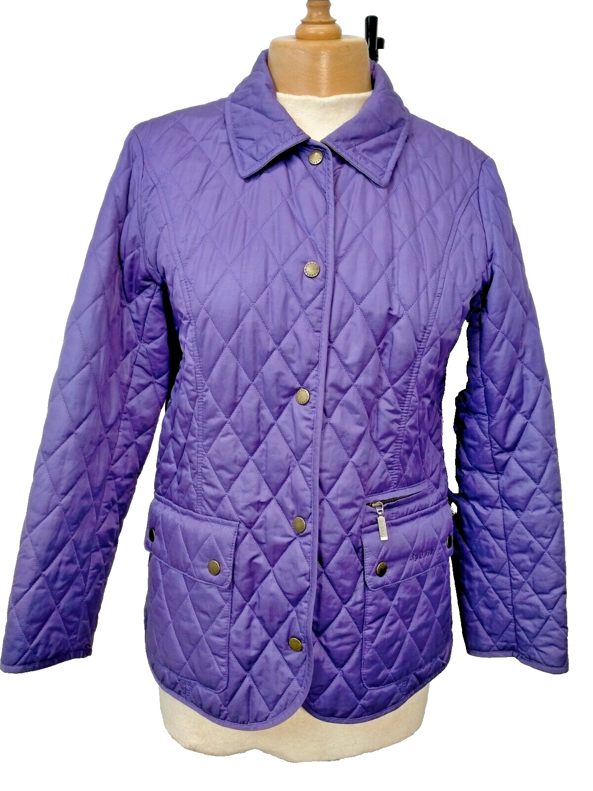 Barbour Cynthia Silk Sheen Purple Quilted Jacket,… - image 1