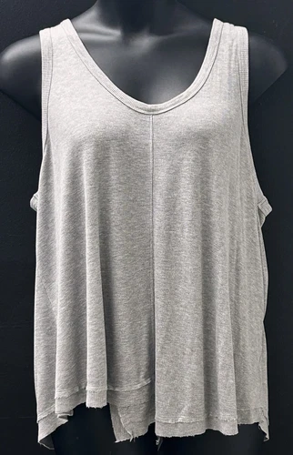 GIBSON LATIMER Womens Size XXL Ribbed Heather Grey Distressed Tank Top Stretch