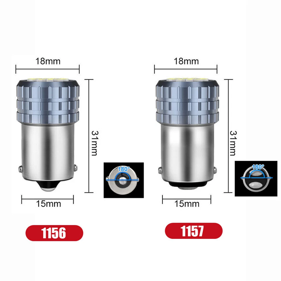 2Pcs 1156/1157 LED Bulbs 15SMD Car Reverse Backup Turn Signal Light Accessories - Image 2 of 4