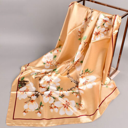 Blumenmuster Seide Satin Hijab Schals Bright-Coloured Quadratisch Halstuch Haa① - Picture 8 of 21