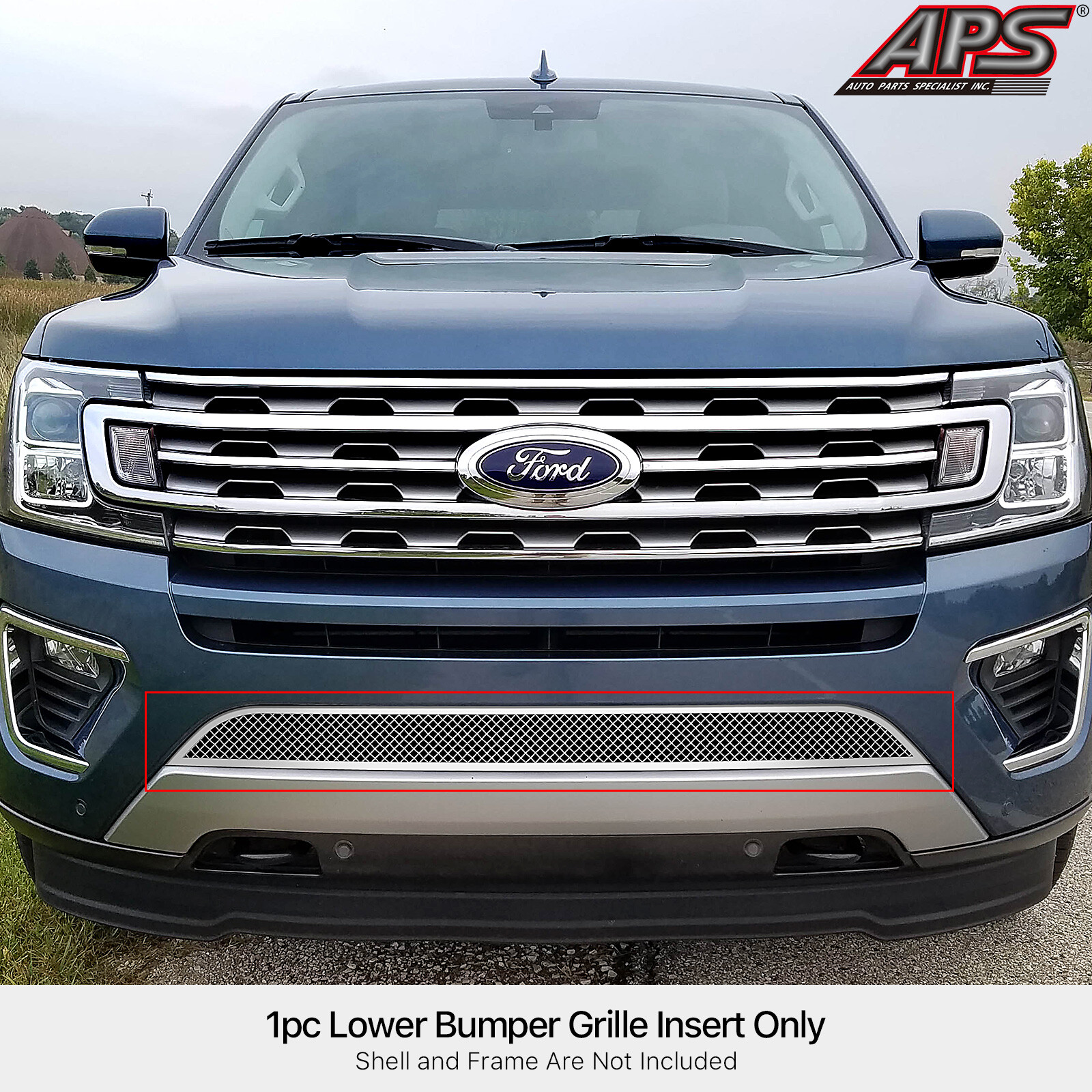 For 2018-2024 Ford Expedition Front Lower Bumper Stainless Chrome Mesh