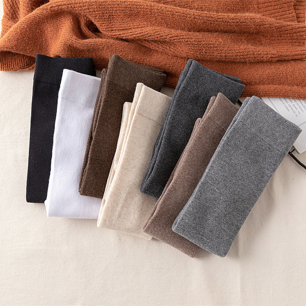 5 Pairs of fall Ladies solid color cotton sport breathable over knee