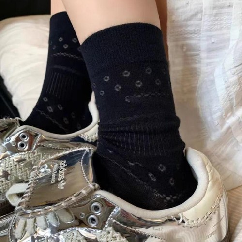 Women officiel Thin Hollow Out Mid-tube Socks JK Lolita Sweet Girls Japanese Solid Co-wf