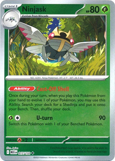 ✨Pokemon TCG - Ninjask - Reverse Holo - 017/132 - Mega Evolution - NM✨