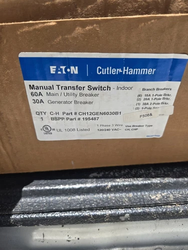 Eaton Manual Power Transfer Switch CH12GEN6030B1