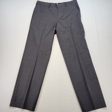Hugo Boss Dress Pants Men 34x31 Gray Parkway1 Micro Check Virgin Wool Trousers