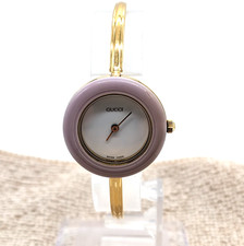  Near MINT GUCCI Change Bezel 11/12 26mm Qz Women's GoLd Bangle Watch