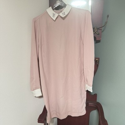 Victoria Beckham X Target Shift Dress L Pink Bunny Rabbit Collar Easter Size M