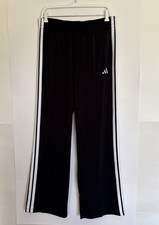 Adidas Women Dayready 3-Striped Wide leg Trackpants Black Size L NWT