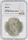 1923 NGC MS64 S$1 Philadelphia Mint Peace Silver Dollar No Reserve