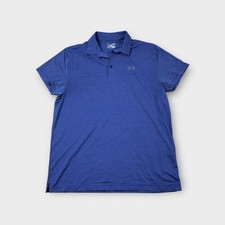 Blue Striped Under Armour Heatgear Casual Short Sleeve Polo Shirt Men's XL