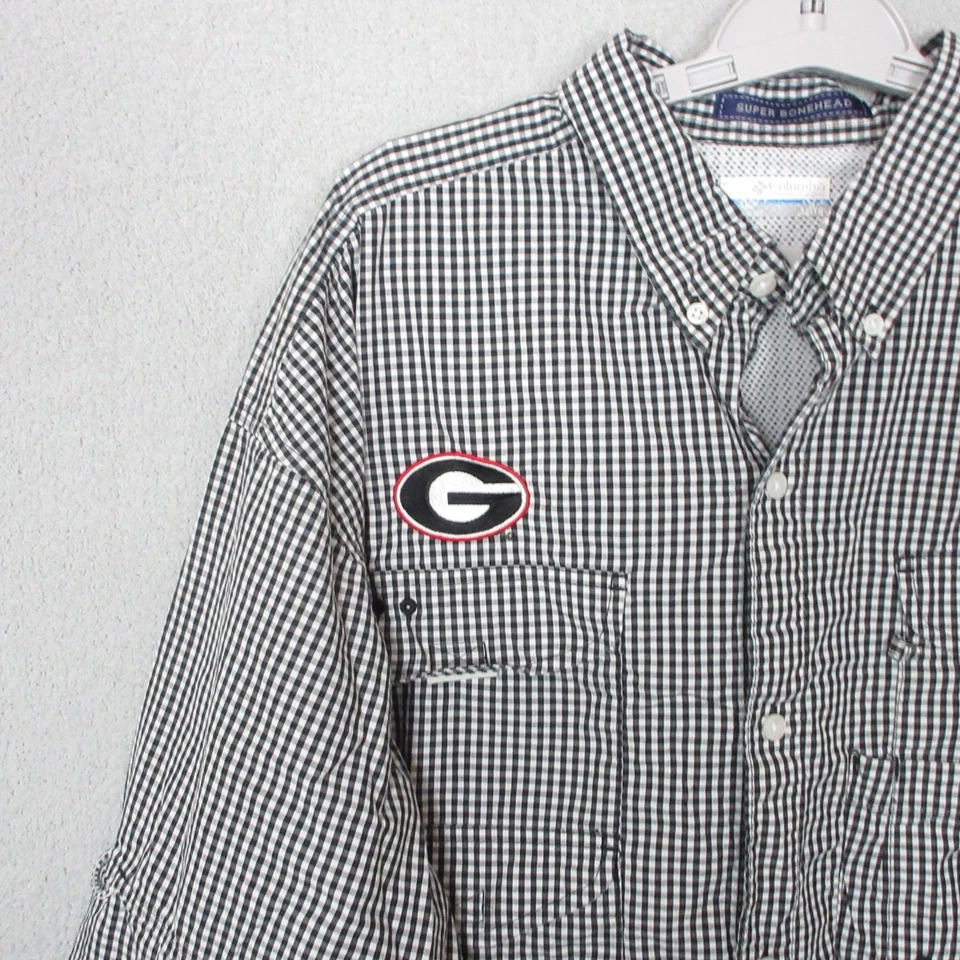 Columbia PFG University of Georgia Fishing Shirt Mens Gingham Button Up - Image 2 of 4