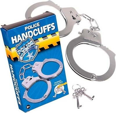 Esposas de metal de juguete con llave accesorios de seguridad para fiestas