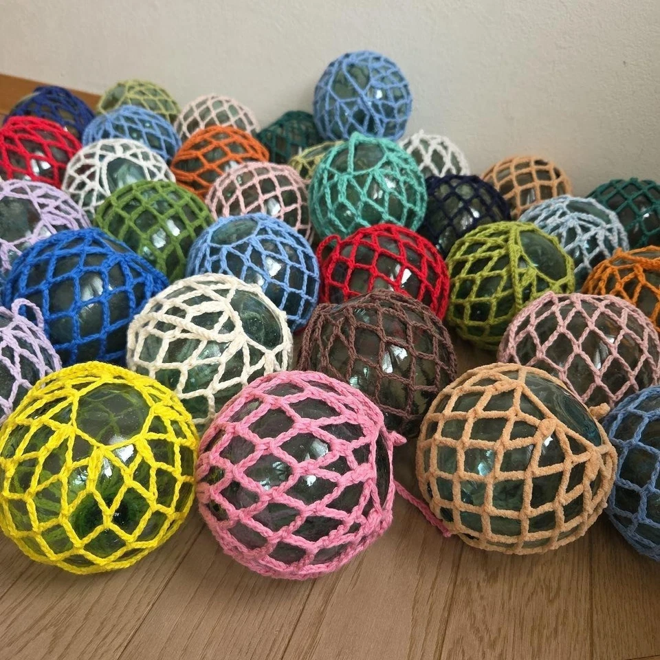 Bola de boya flotadora de pesca de vidrio vintage japonesa conjunto de 38 diá. Red Japón 10cm Foto 4 de 4