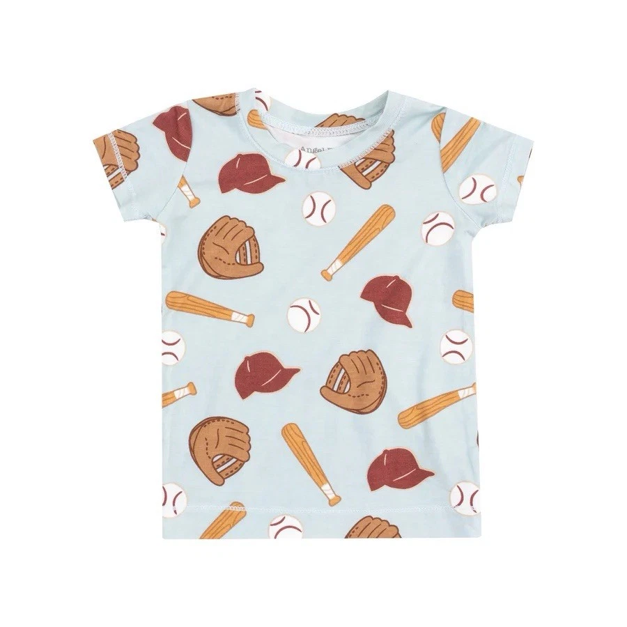 *New In Bag* Angel Dear 7-8Y Bamboo Short Sleeve Lounge Wear Set Baseball - Image 4 of 4