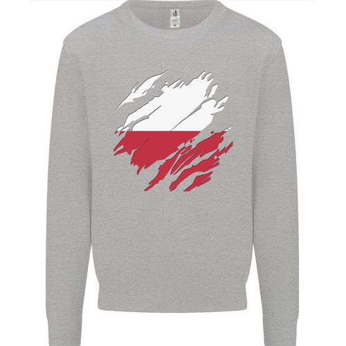 Torn Poland Flag Polish Day Football Kids Sweatshirt Jumper - Picture 4 of 35