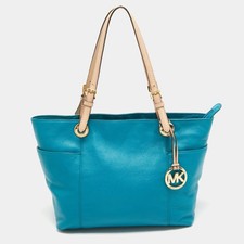 Borsa Jet Set MICHAEL Michael Kors Teal BlueBeige in pelle