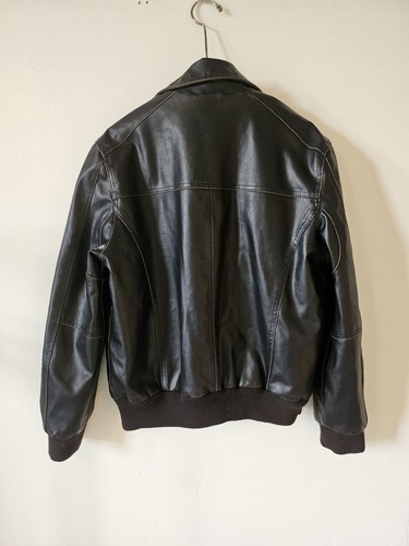 Tommy Hilfiger Jacket Bomber Zip Collar Mens Size L Distressed Faux Leather - Picture 8 of 14