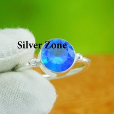 Blue Topaz Gemstone 925 Sterling Silver Handmade Jewelry Ring Size 5 to 13