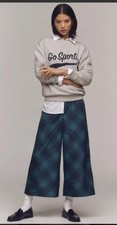 Maeve Anthropologie Taffeta Cropped Wide Leg Pants Womens Small Multicolor Plaid