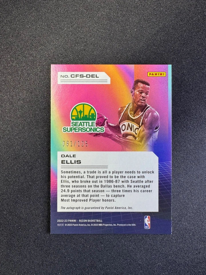 2022-23 Panini Recon Dale Ellis Auto Claim To Fame #CFS-DEL Sonics #d 081/125 Foto 2 de 2