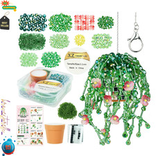 Beaded Plant Kit, Green Beads Kit for Beaded Plants Suncatcher Kits with Glass C