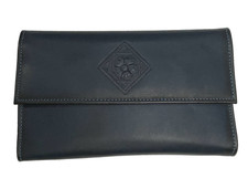 Vintage Navy Leather Checkbook Wallet