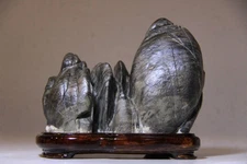 JAPANESE MOUNTAIN STONE 9.5cm/3.74" QUARTS Cascade JAPAN Bonseki Suiseki 029d