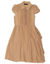 Simona Barbieri Womens Twin-Set A-Line Dress UK 12 Medium Beige Silk DL11